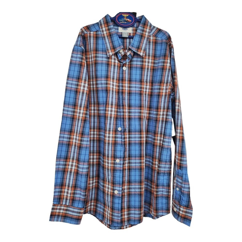 Old Navy Junior Men's Shirt Multicolor Plaid Long Sleeve Button Up Front Sz XL